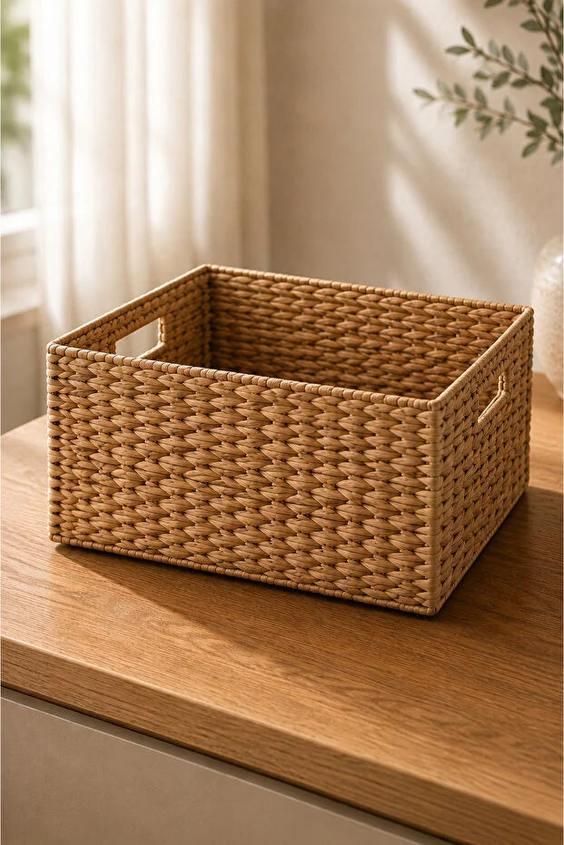 Hasır Sağlam Dikdörtgen 36x26x13 Sepet / Düzenleyici Organizer