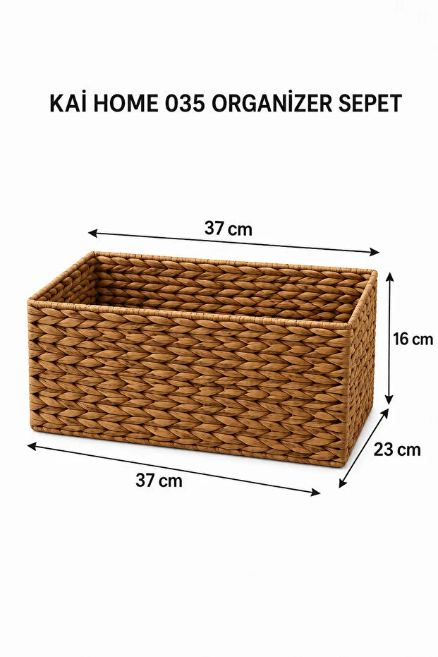 Hasır Sağlam Dikdörtgen 37x23x16 Düzenleyici/Sepet-Organizer
