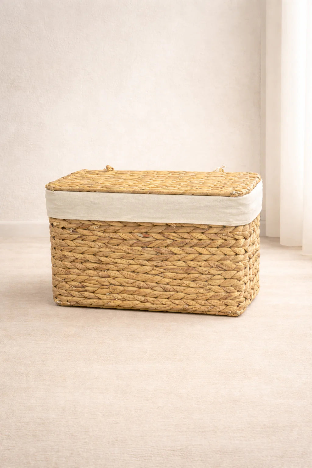 Casanido Kapaklı Hasır 40x27x26 cm Düzenleyici Sepet Organizer Çamaşır Sepeti