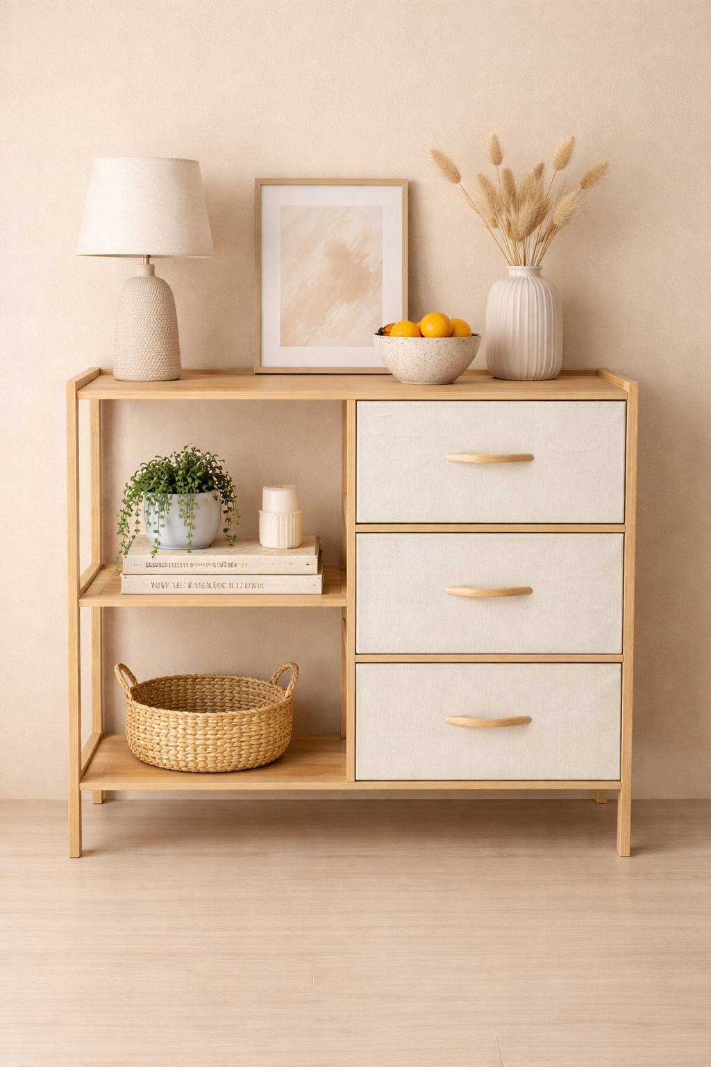 3 Katlı Çekmeceli Bambu Düzenleyici Organizer Dolap