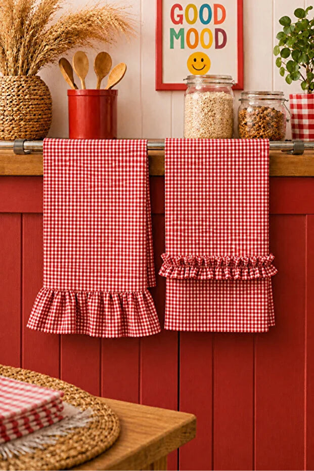 Dekoratif Fırfırlı Pötikare Mutfak Havlusu ve Kurulama Bezi 35x55 cm