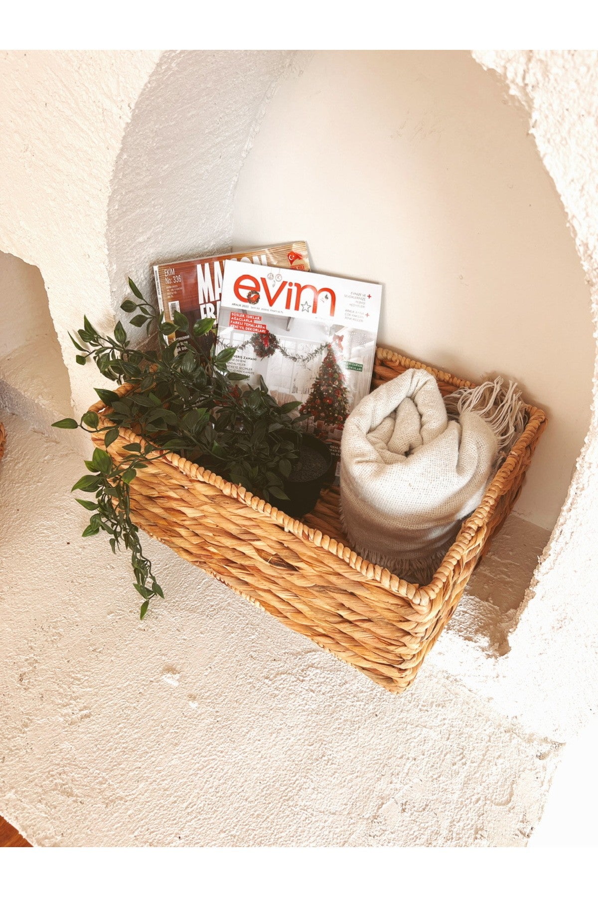 Hasır Sağlam Su Sümbülü 41x30x18cm Düzenleyici/Sepet/Organizer