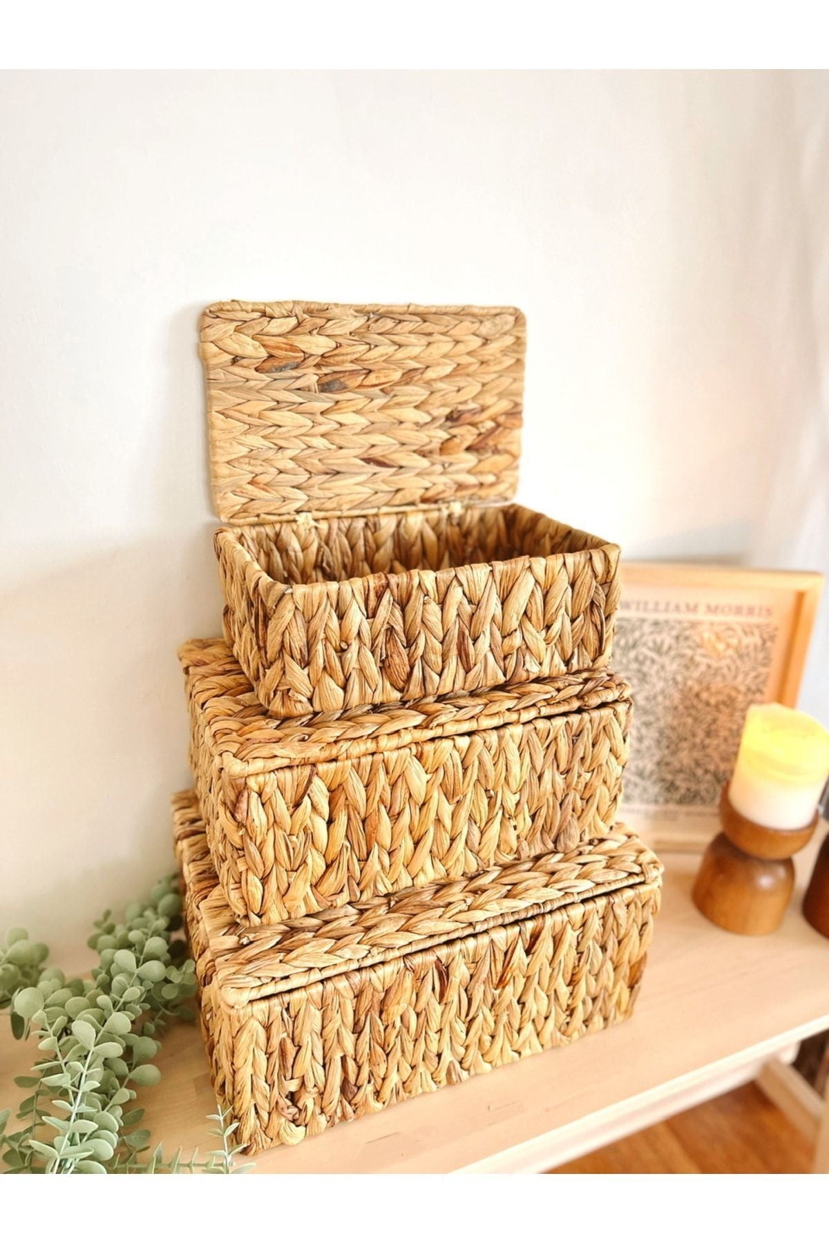 Hasır Dikdörtgen Orta Boy Kapaklı Düzenleyici/sepet