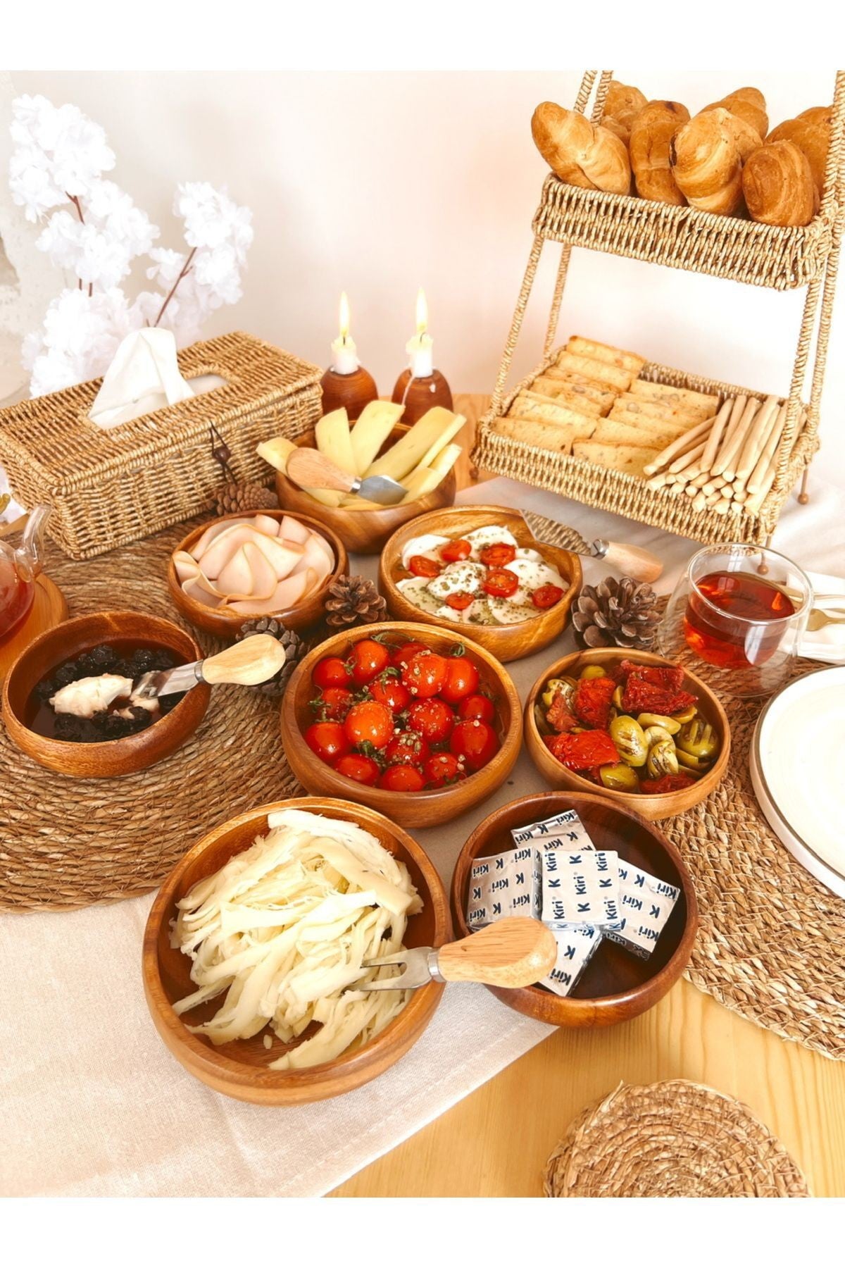 Akasya 15cm 4Lü Yuvarlak Sunum / Çerezlik / Kahvaltılık