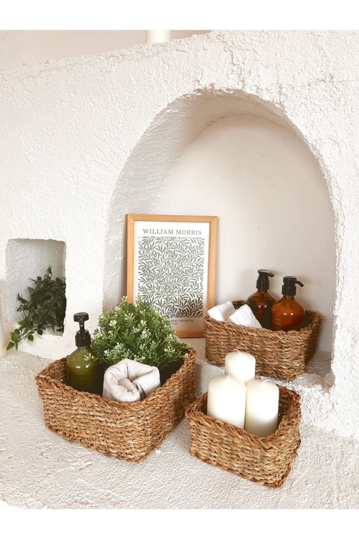 Hasır 3Lü Kare Düzenleyici/Sepet/Organizer