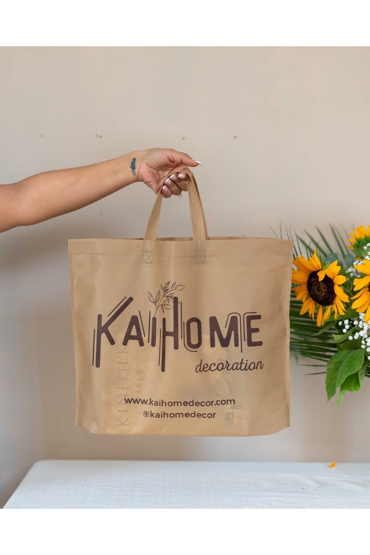 Kraft Rengi Körüklü KaiHome Bez Çanta