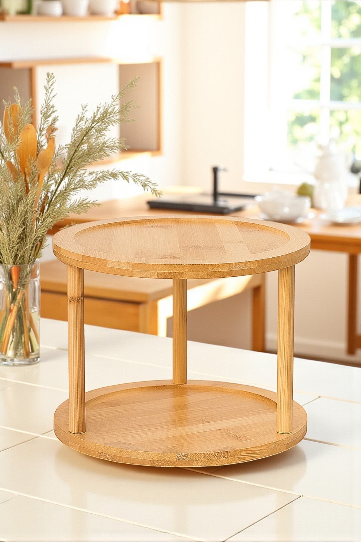 Ahşap Döner Stand 2 Katlı Sunumluk/düzenleyici