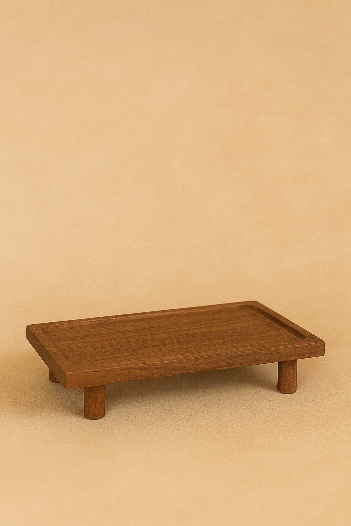 Doğal Ahşap Dikdörtgen Koyu Renk Yükseltici/Sunumluk/Düzenleyici