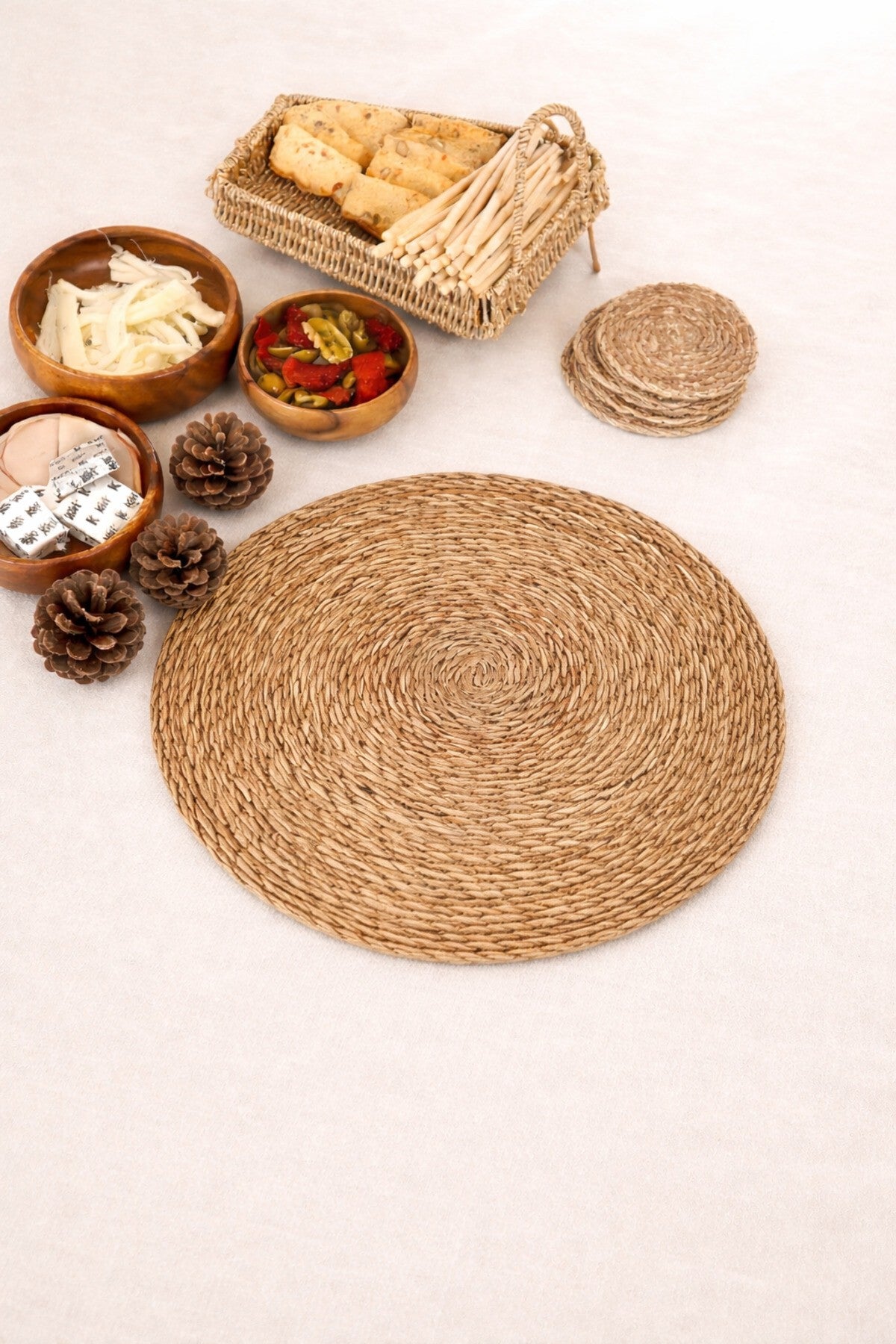 Hasır Örgü 2li Bambu Supla / Amerikan Servis