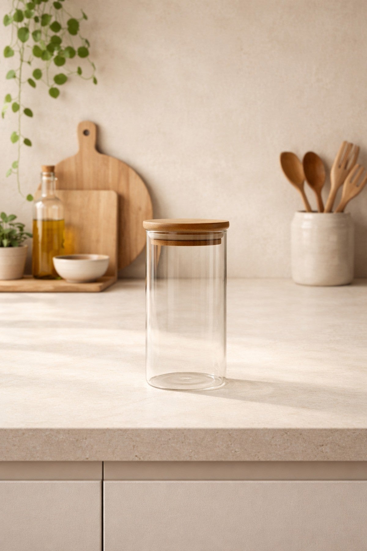 Ahşap Vakum Kapaklı Tekli 300ml Baharatlık 1 Adet