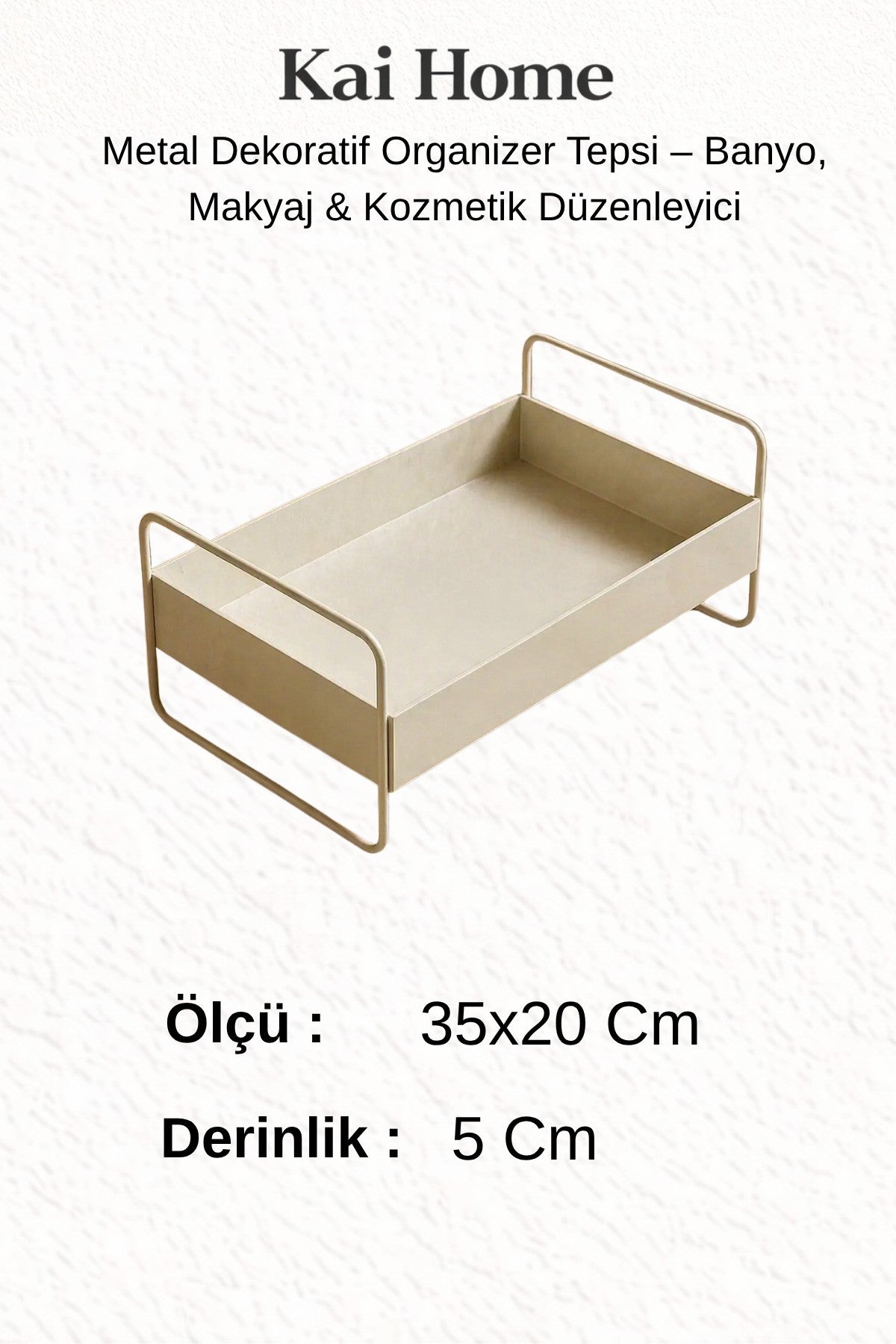Metal Dekoratif Organizer Tepsi – Banyo, Makyaj & Kozmetik Düzenleyici
