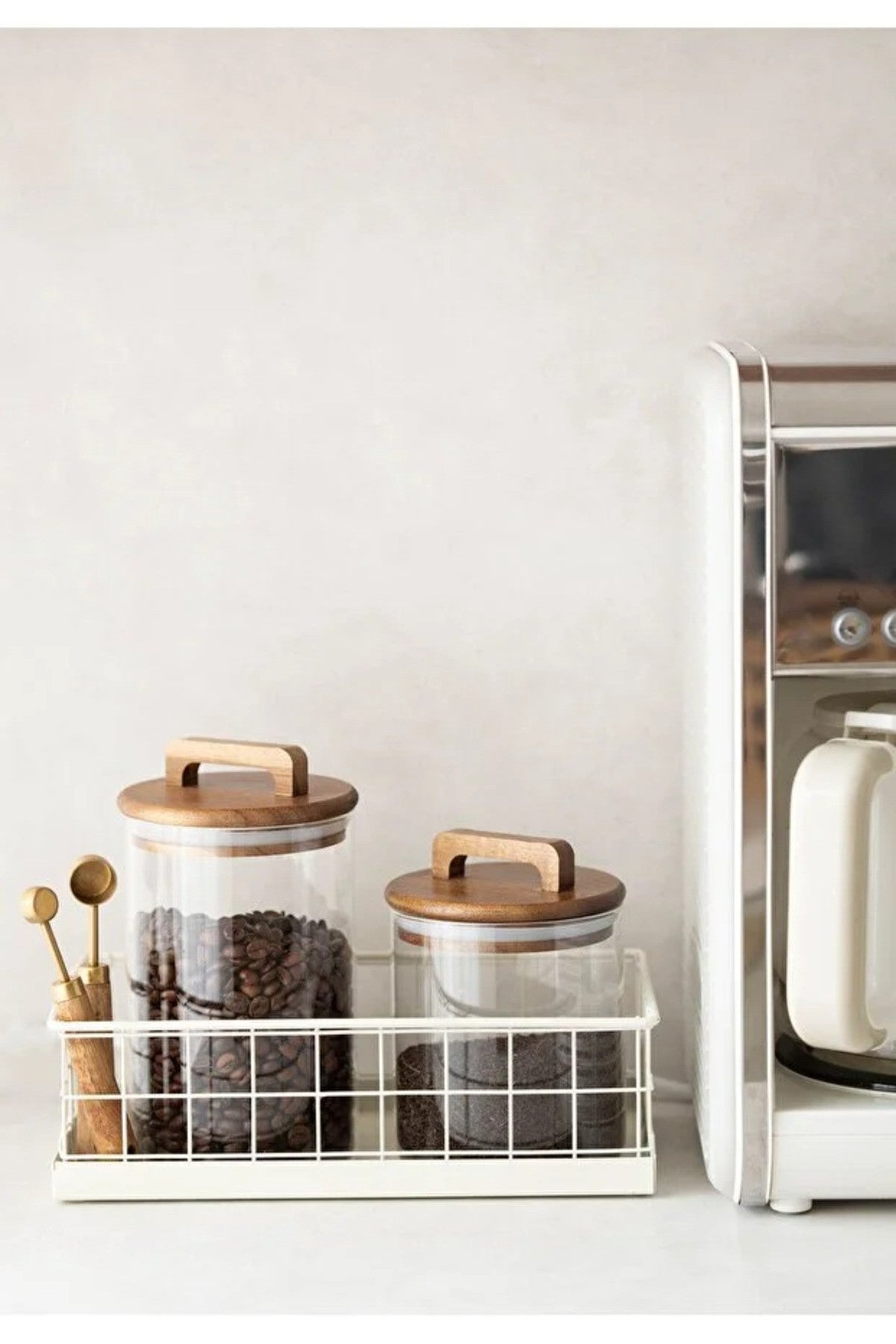 Minimal Krem Metal Organizer Tepsi