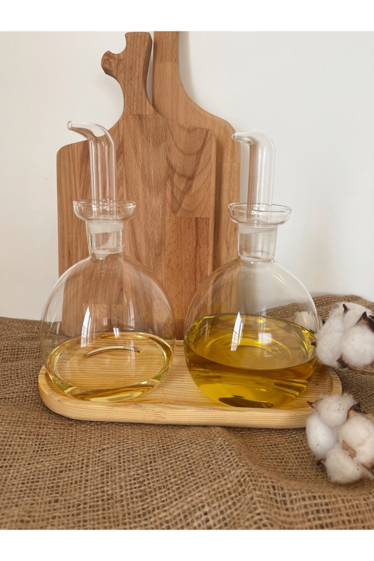 2 Adet Sızdırmaz 880ml Borosilikat Cam Yağdanlık Ve Sirkelik