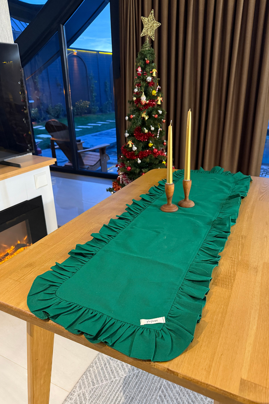 Mossy Serisi Keten Fırfırlı Runner Yeşil