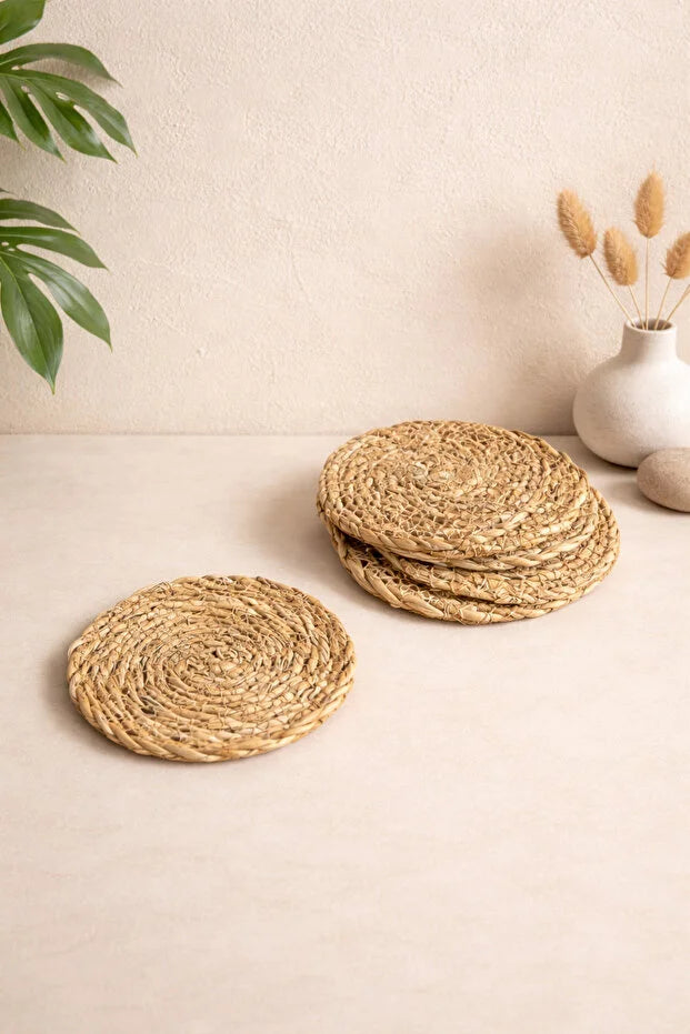 Naturel Hasır 6lı Bardak Altlığı