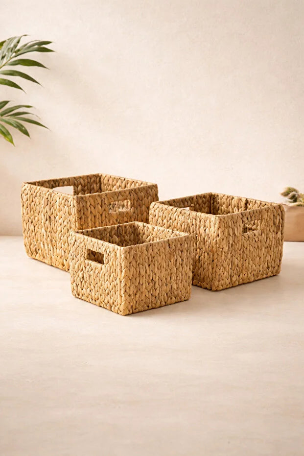 Hasır Su Sümbülü 24x24x20 Düzenleyici / Organizer / Oyuncak Sepeti
