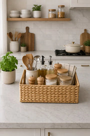 Hasır Dikdörtgen Su Sümbülü 35x25x15 cm Çok Amaçlı Düzenleyici/Sepet/Organizer