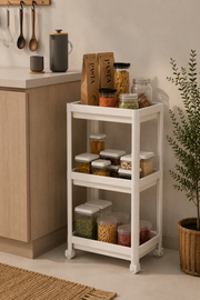 3 Katlı Beyaz Banyo Raf Ünitesi  Düzenleyici Şampuanlık Havluluk Dolap Organizer