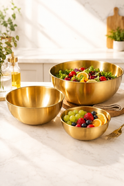 3'Lü Gold Paslanmaz Çelik Karıştırma Ve Salata Kase Seti