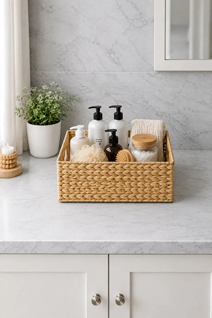 Hasır Dikdörtgen Su Sümbülü 40x30x15 cm Çok Amaçlı Düzenleyici/Sepet/Organizer