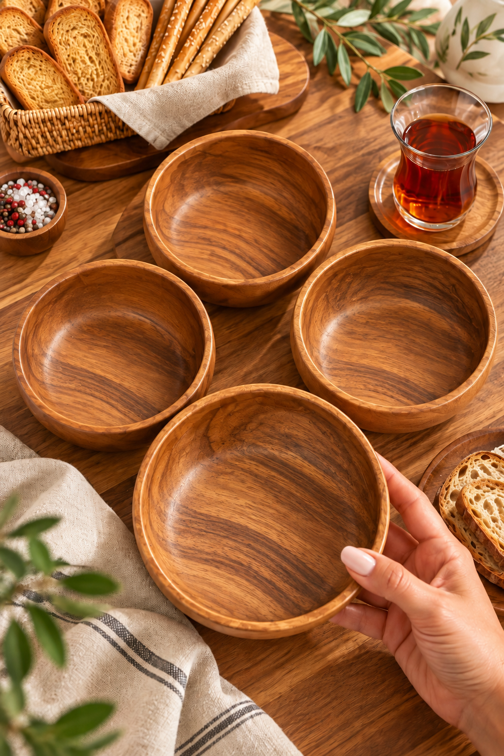 Akasya 15cm 4Lü Yuvarlak Sunum / Çerezlik / Kahvaltılık