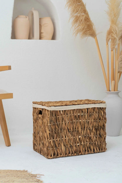 Liva El Örgüsü 51x34x40 cm Hasır Sandık Çamaşır Oyuncak Sepet Organizer