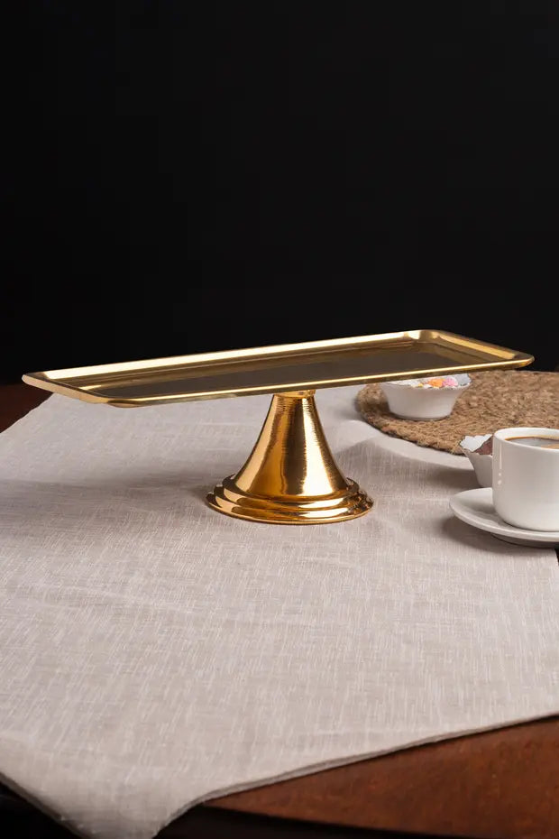 Lüx 2'li Dikdörtgen Gold Ayaklı Kek, Pasta, Kurabiye,Tatlı, ikramlık, Çeyizlik Sunum Servis Standı