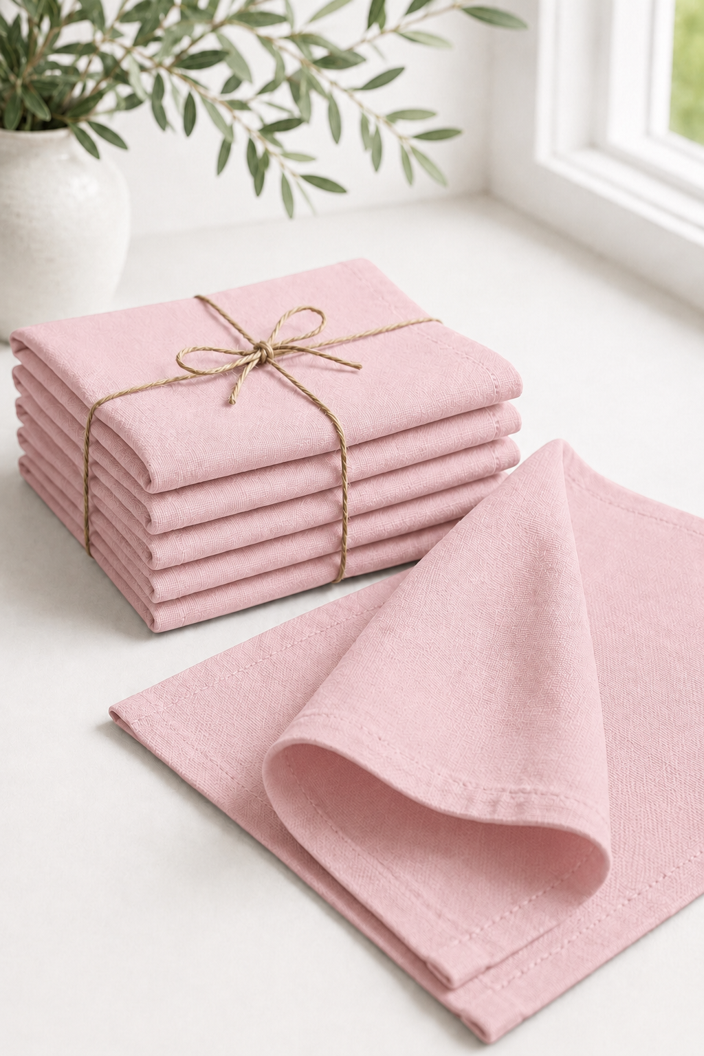 Pembe Keten Kumaş Peçete