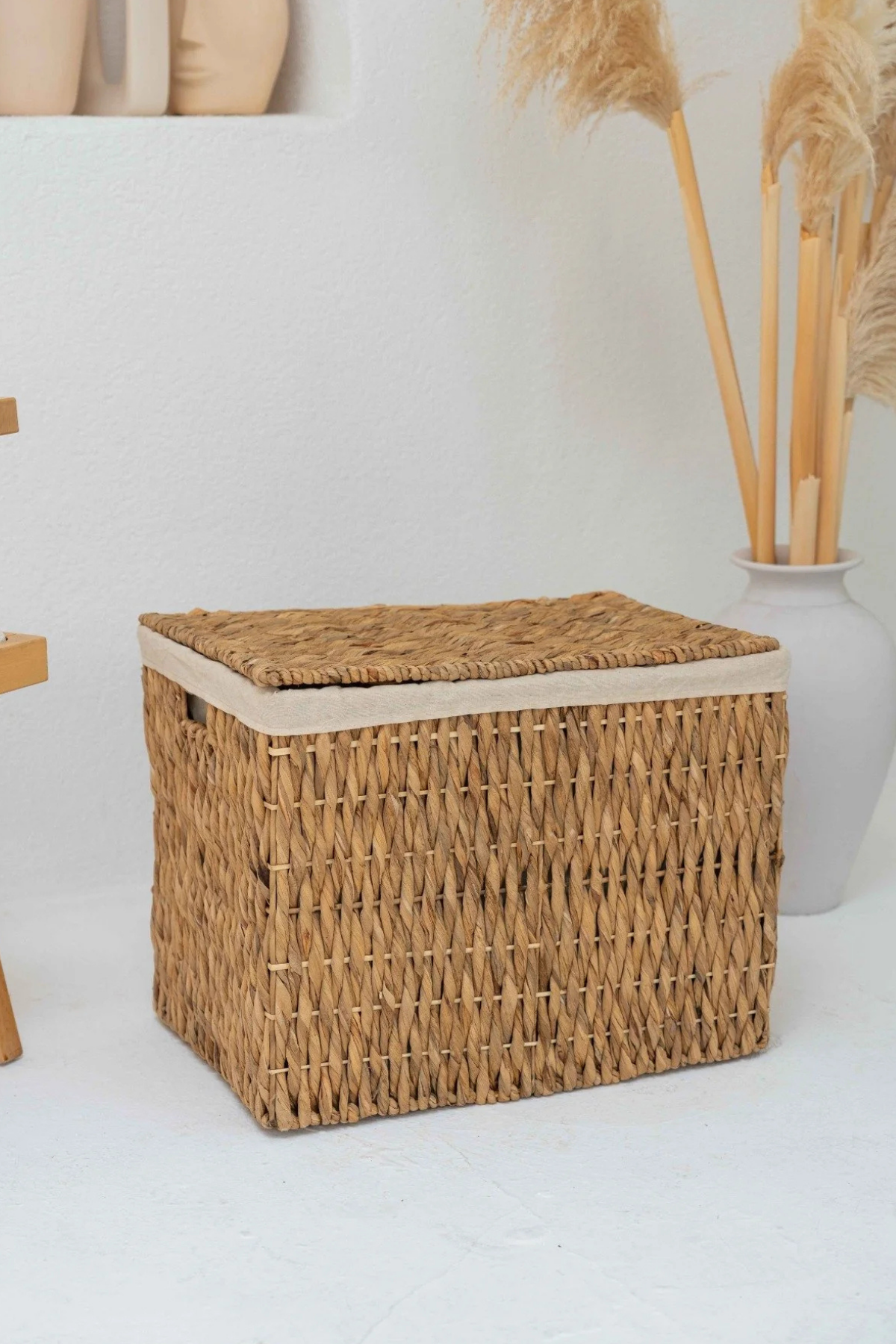 Liva El Örgüsü 56x39x44 cm Hasır Sandık Çamaşır Oyuncak Sepet Organizer