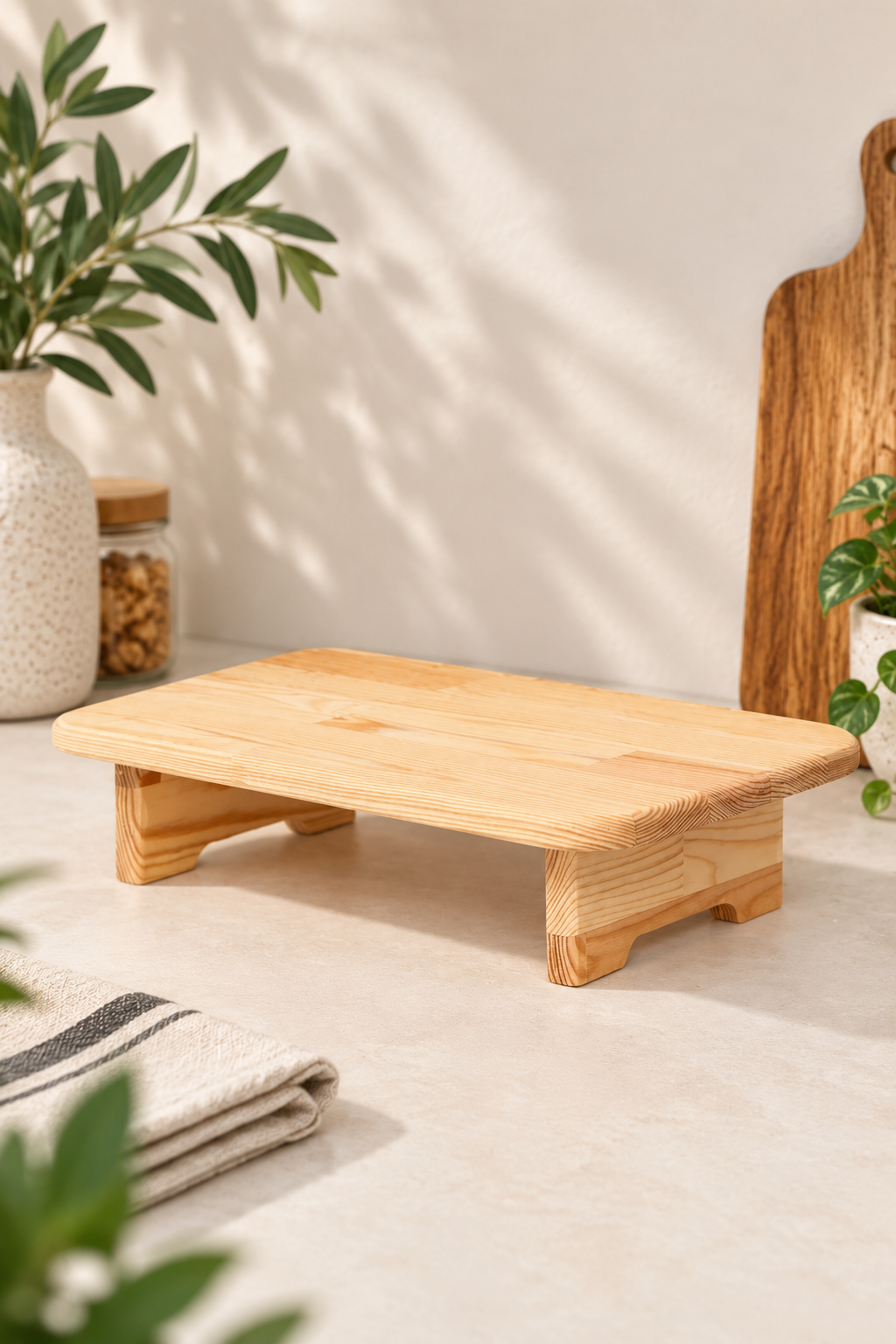 2'Li Rustik Tarz Ahşap Stand Banyo, Mutfak Sunumluk