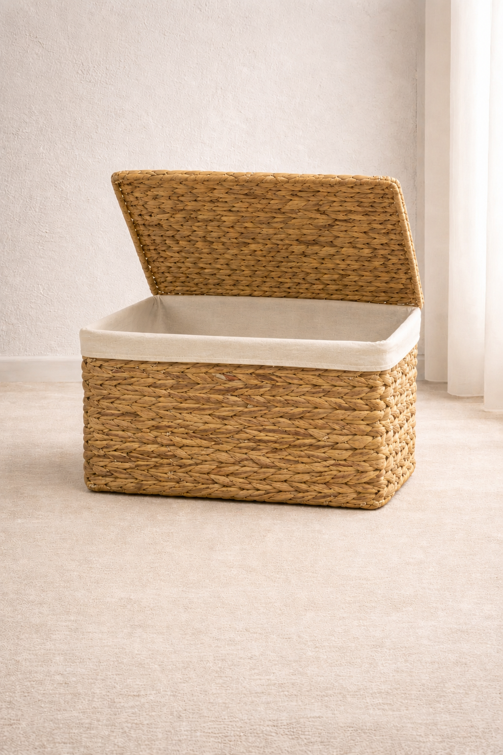 Casanido Kapaklı Hasır 40x27x26 cm Düzenleyici Sepet Organizer Çamaşır Sepeti
