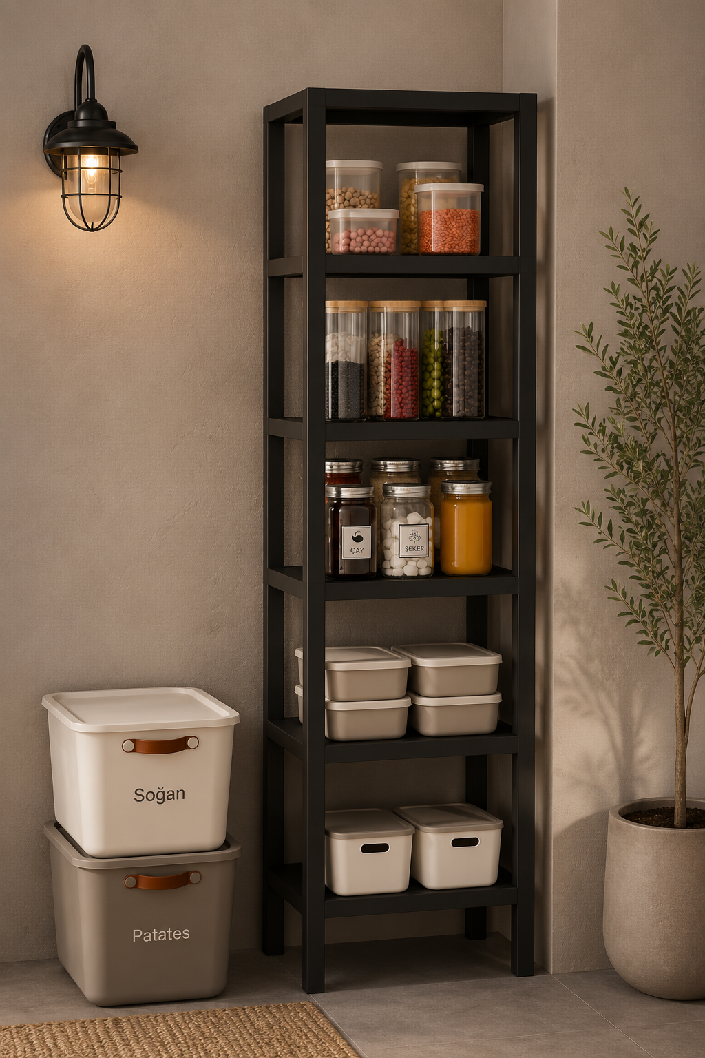 6 Bölmeli Siyah Çok Amaçlı Banyo Düzenleyici Saksılık Kitaplık