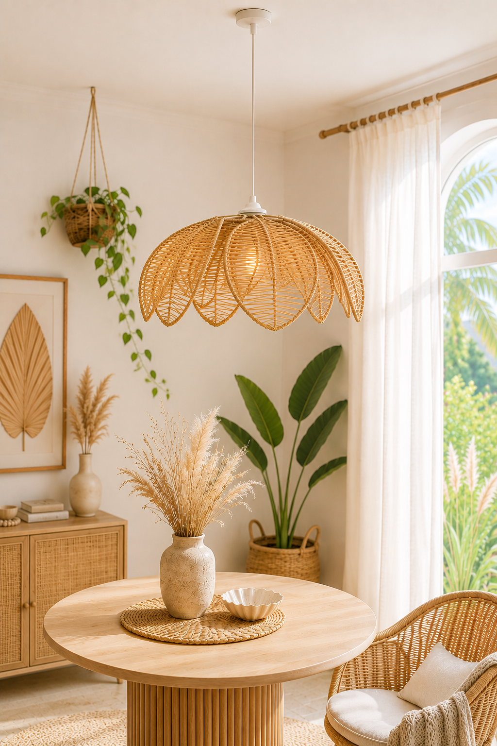 Rattan/Bambu Sarkıt Bohem Avize