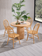 Ada Ahşap 4 Sandalyeli Modern Yuvarlak Yemek Masası Takımı