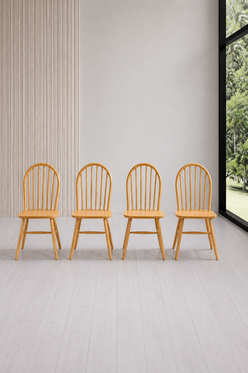Ada Ahşap 4 Sandalyeli Modern Yuvarlak Yemek Masası Takımı
