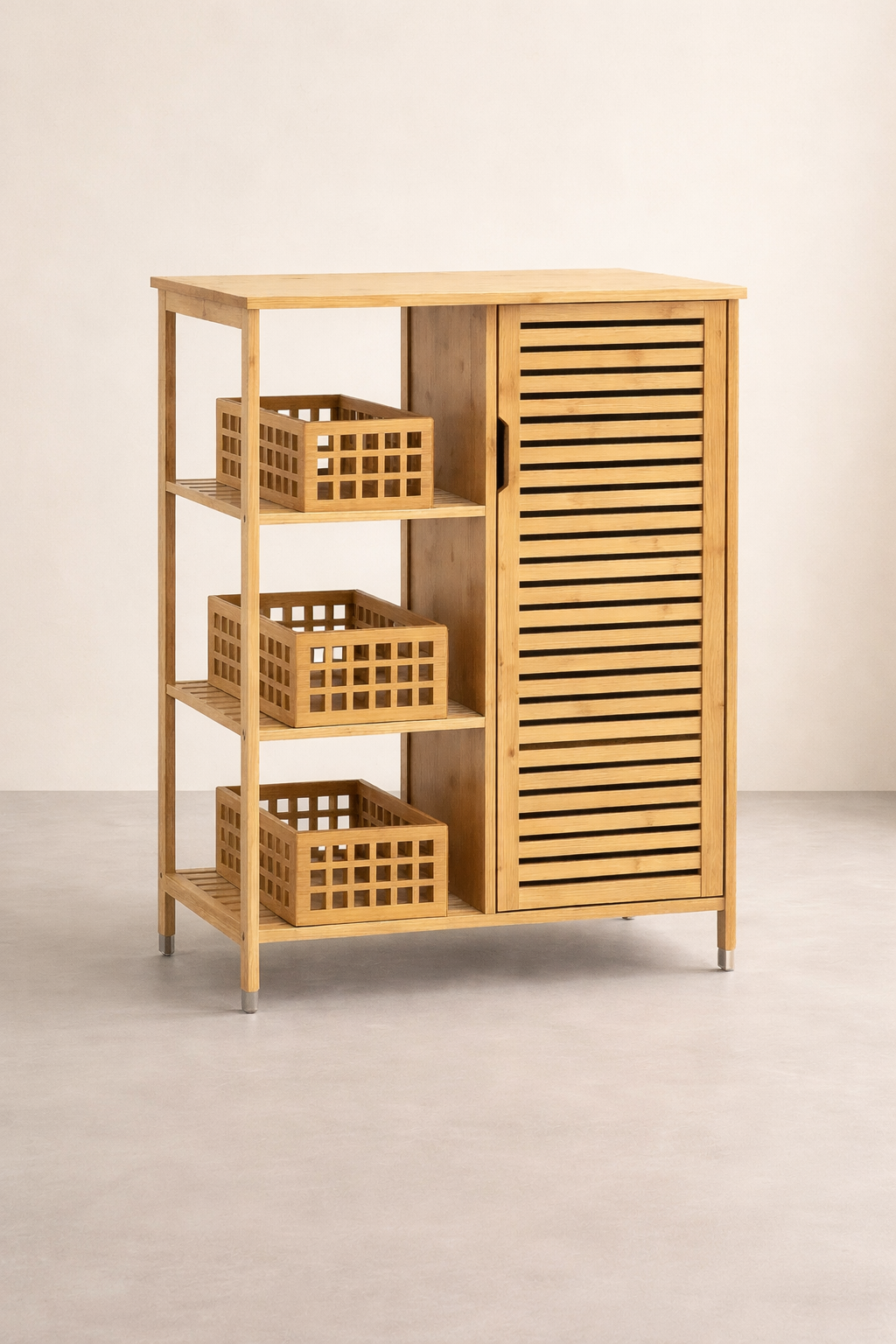 3 Katlı Bambu Pratik Saklama Dolabı