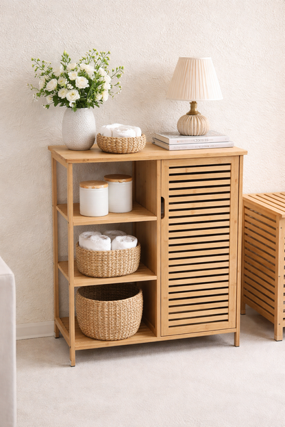 3 Katlı Bambu Pratik Saklama Dolabı
