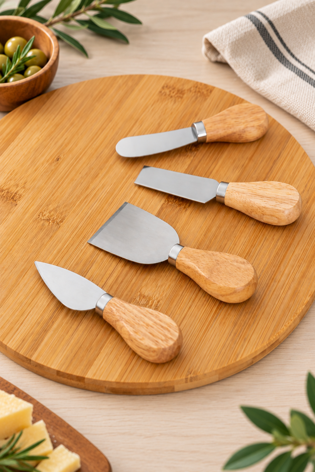 Bambu Saplı 4'Lü Peynir Bıçağı Seti