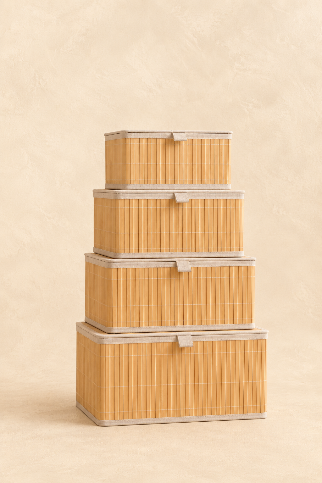 4'Lü Bambu Çok Amaçlı Kapaklı Sepet/ Düzenleyici/ Organizer