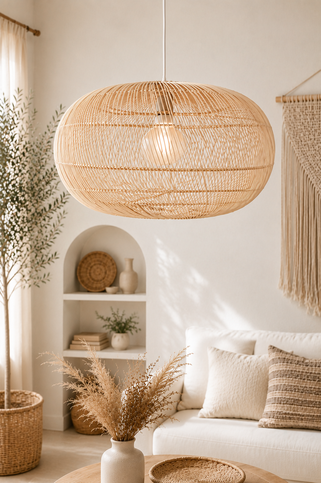 Elara Rattan / Bambu Büyük Sarkıt Bohem Avize
