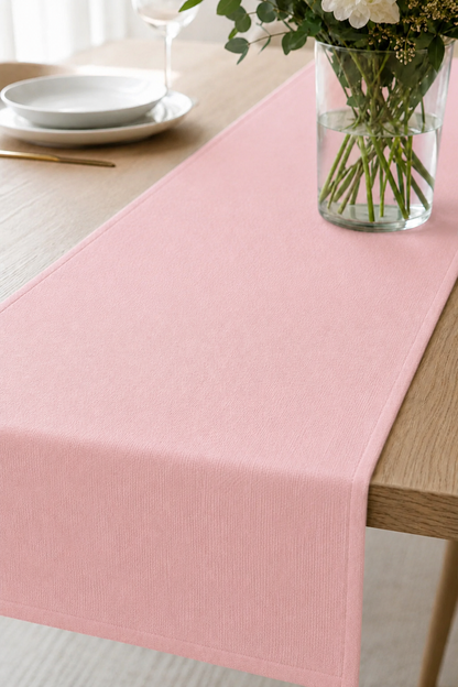 Rosy Serisi Keten Runner Pembe