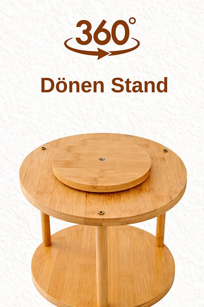 Ahşap Döner Stand 2 Katlı Sunumluk/Düzenleyici