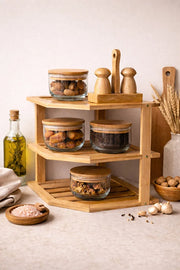 Bambu 3Katlı Köşe Raf / Organizer / Düzenleyici