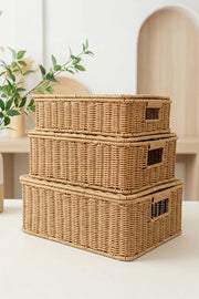 Rattan 3'Lü Çok Amaçlı Hasır Düzenleyici/Organizer/Sepet/Banyo Düzenleyici