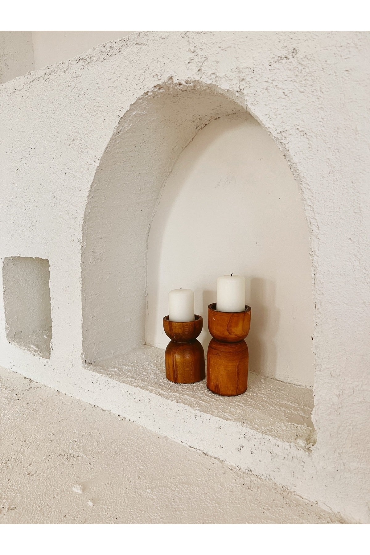 2li Ahşap Konik Mumluk / Şamdan