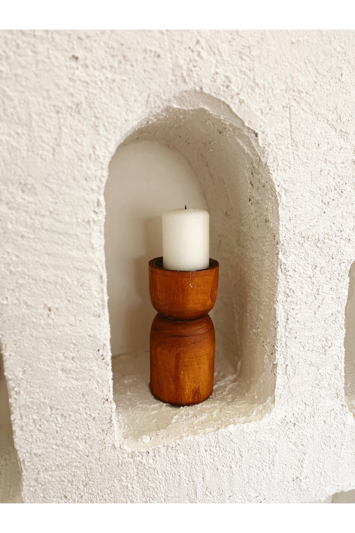 2li Ahşap Konik Mumluk / Şamdan