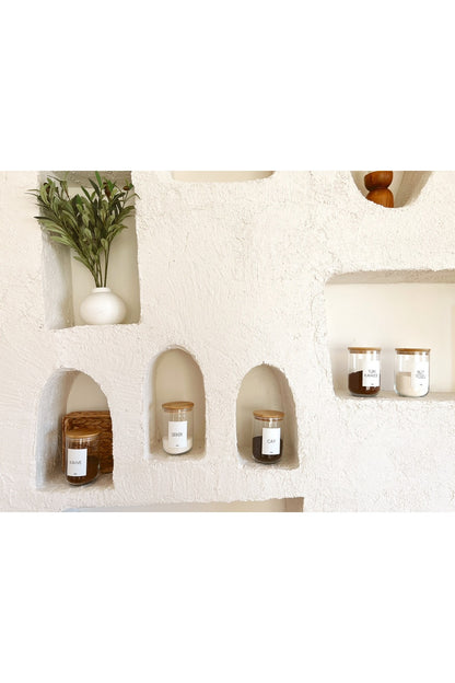 Bambu Kapak Vakumlu, Etiketli TEKLİ Cam Saklama Kabı