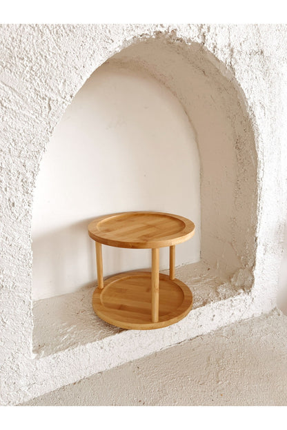 Bambu 2 Katlı Döner Stand/Baharatlık Standı