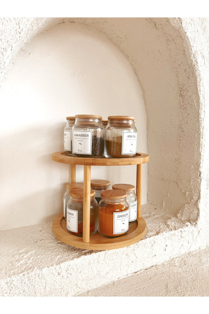 Bambu 2 Katlı Döner Stand/Baharatlık Standı