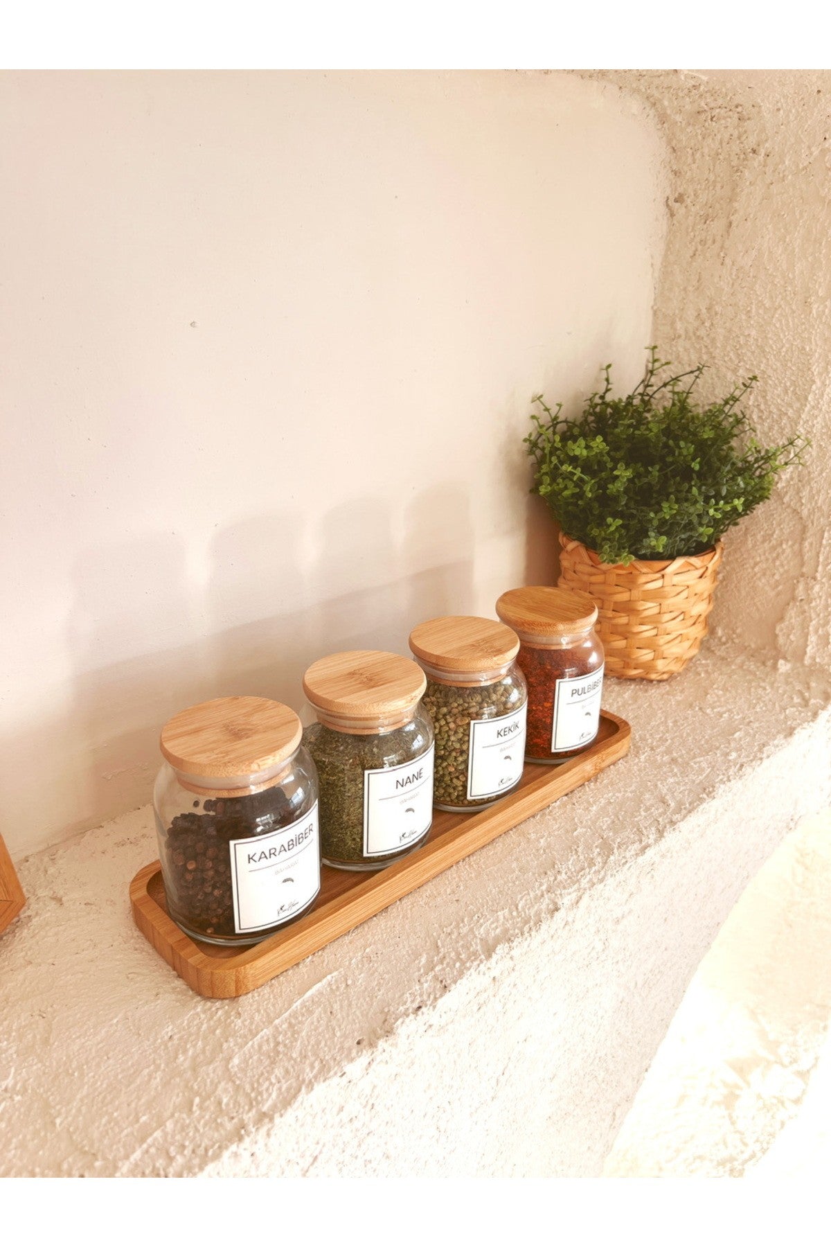 Bambu Dikdörtgen Yağdanlık Altlığı / Baharatlık Altlığı / Sunumluk / Düzenleyici